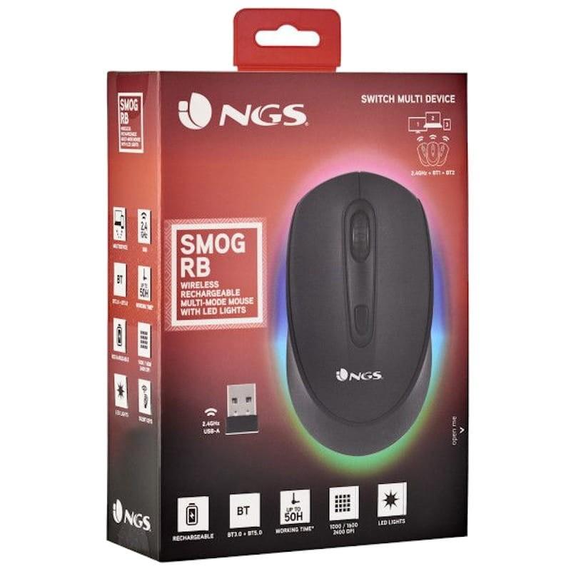 NGS SMOG-RB - Rato Sem fio 2400 DPI - Preto Caixa inclinada