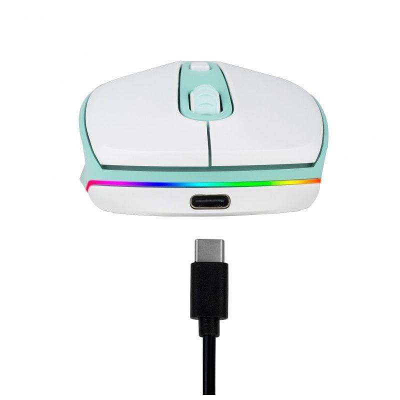 NGS SMOG MINT-RB - Rato Sem fio 2400 DPI - Branco e Verde com fio