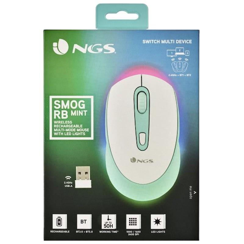 NGS SMOG MINT-RB - Rato Sem fio 2400 DPI - Branco e Verde - Caixa