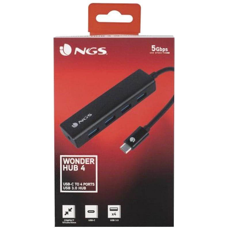 Compartimento frontal NGS Wonder HUB 4 USB 3.0 para Type-C