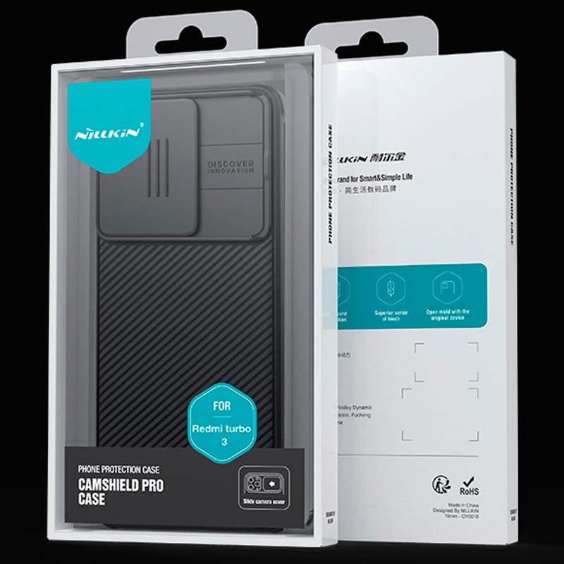 emballage de la Coque CamShield Pro noire de Nillkin pour Xiaomi Poco F6 5G