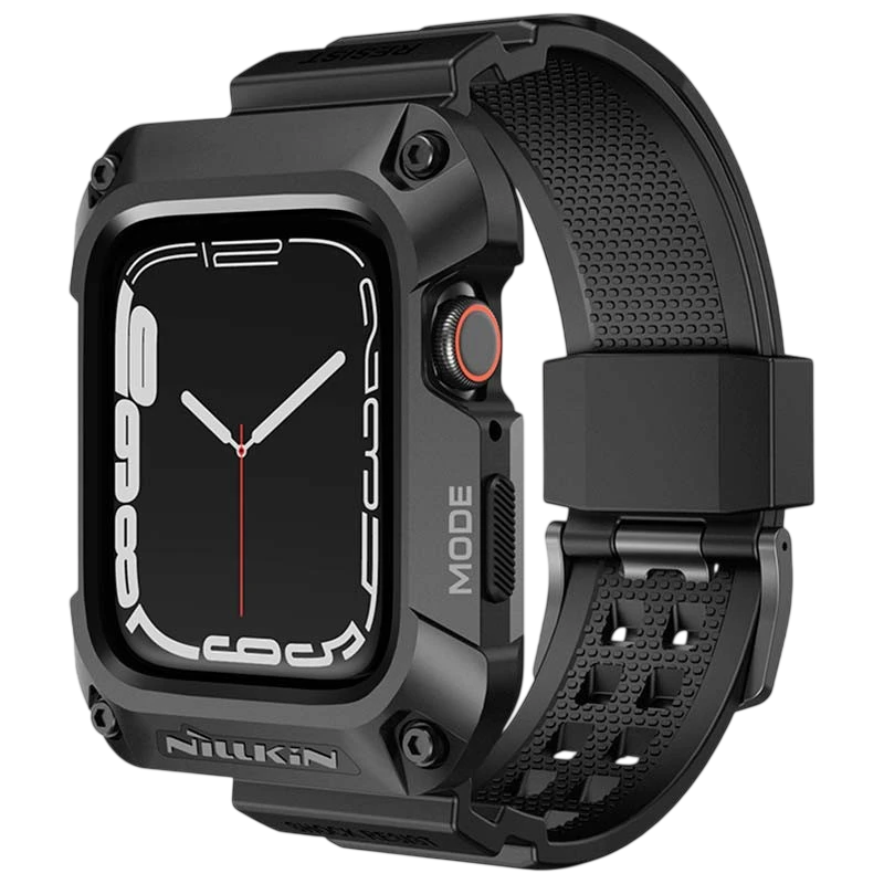 Correa con carcasa DynaGuard negra de Nillkin para Apple Watch 7/8 de 45 mm