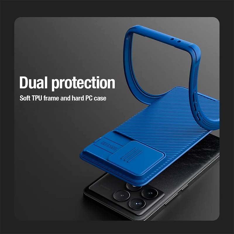 doble material de la Funda CamShield Pro negra de Nillkin para Xiaomi Poco F6 Pro 5G