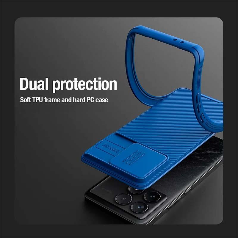 double matériau de la Coque CamShield Pro noire de Nillkin pour Xiaomi Poco F6 Pro 5G