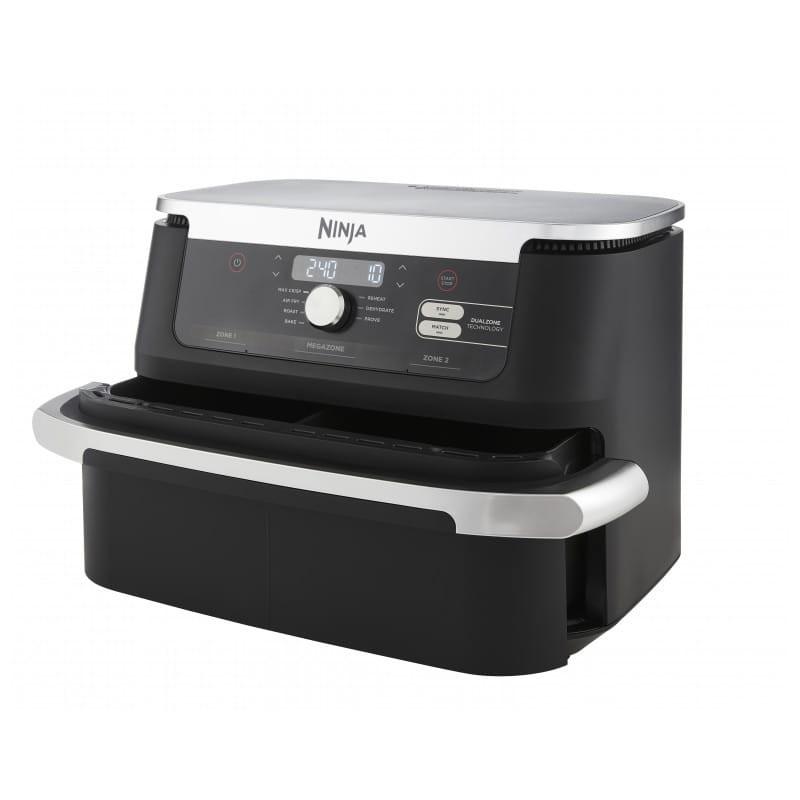 Ninja AF500EU 10,4 L Preto - Imagem lateral da fritadeira de ar com cesto semi-aberto
