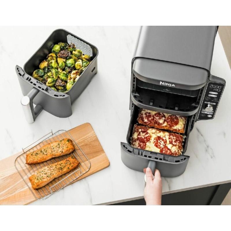 Vista cenital del interior de las cestas de la Freidora de aire Doble Vertical Ninja SL400EU