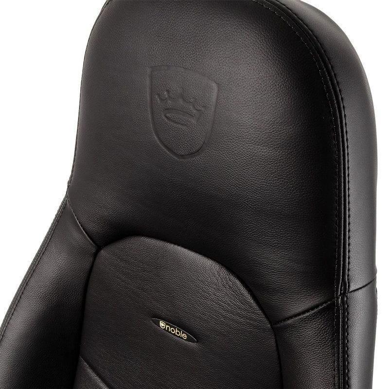noblechairs ICON Real Leather Black - Fauteuil de jeu avec appui-tête détaillé