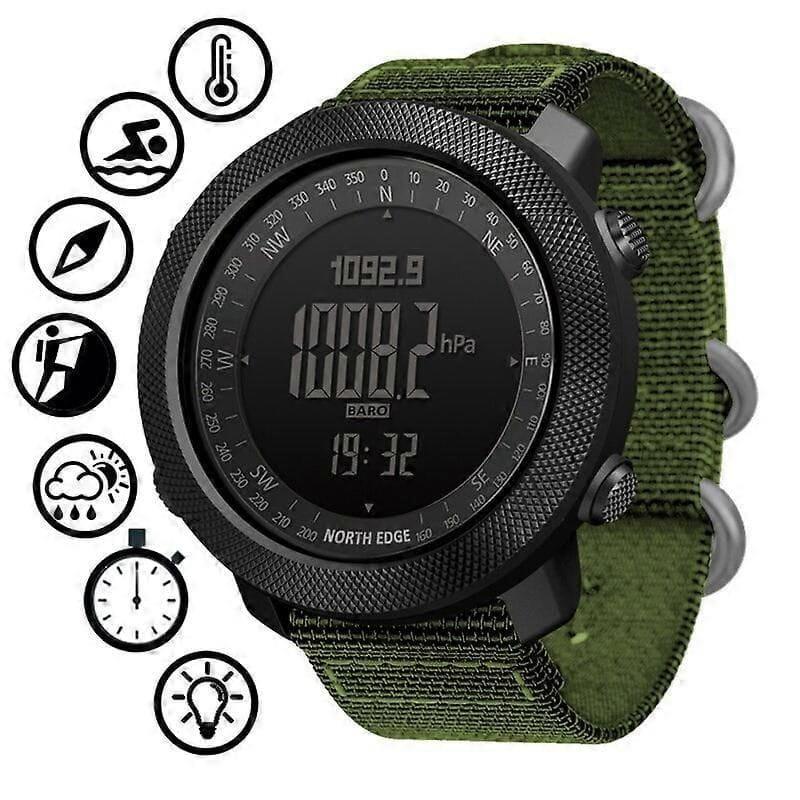 Funciones de North Edge Apache con Correa de Nailon Verde- Reloj Digital