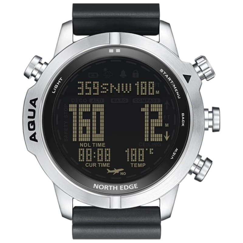 vista frontal del Reloj de buceo North Edge Aqua Negro