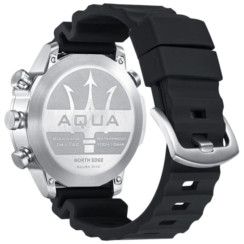vista trasera del Reloj de buceo North Edge Aqua Negro