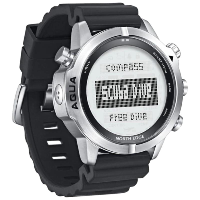 vista frontal y lateral del Reloj de buceo North Edge Aqua Blanco