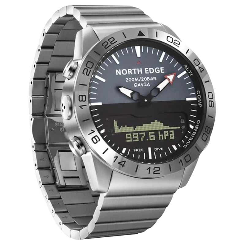 North Edge Gavia con Correa de Metal Plata - Reloj de Buceo