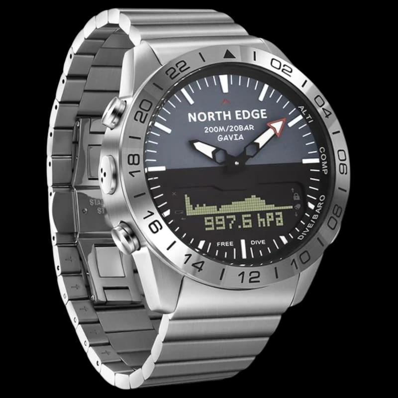 North Edge Gavia con Correa de Metal Plata - Reloj de Buceo