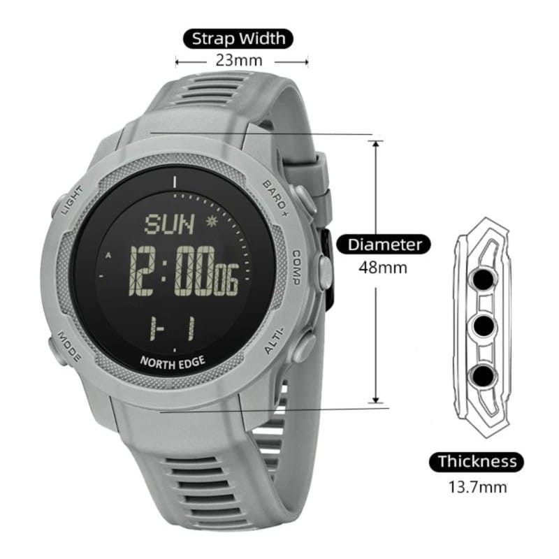 Dimensões do Relógio Digital North Edge Vertico Preto/Cinza
