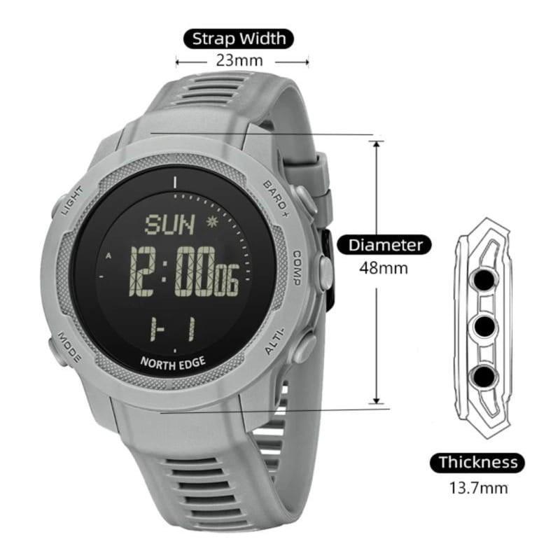 Dimensões do Relógio Digital North Edge Vertico Preto/Cinza