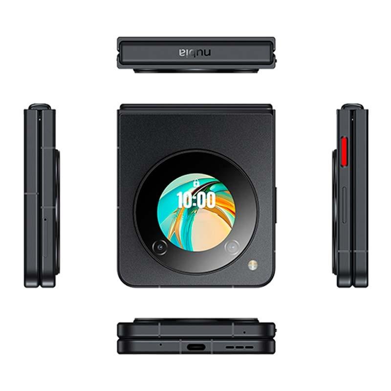 vista detalhada do Telemóvel Nubia Flip 5G 8GB/256GB Preto dobrado