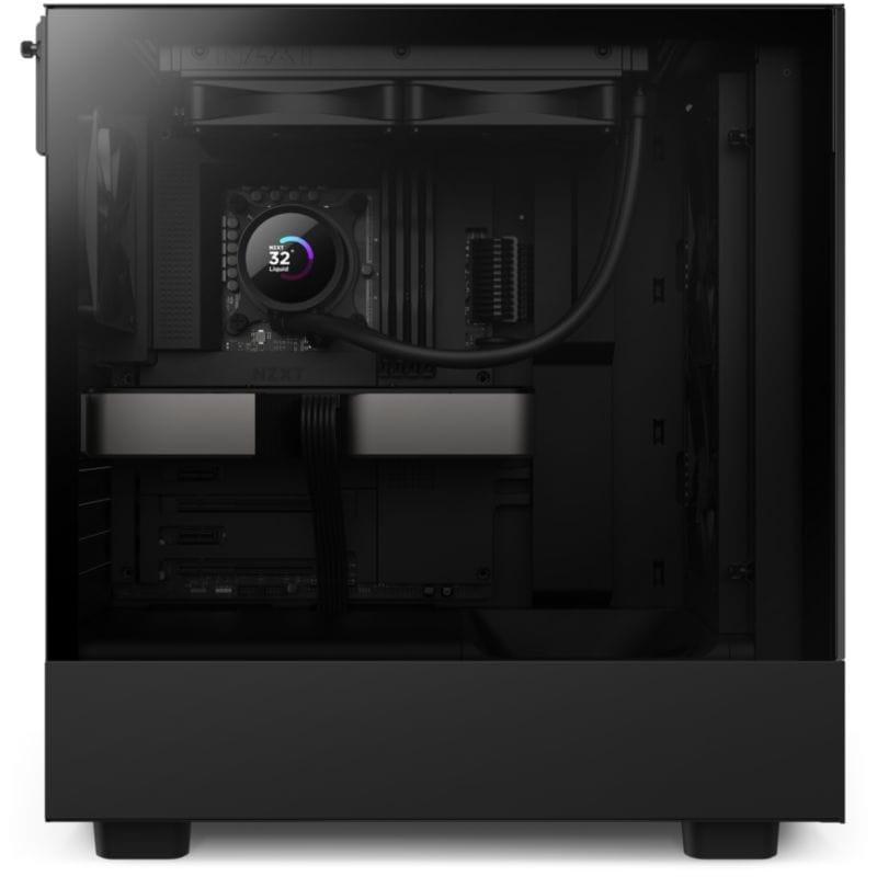 Vista lateral del chasis de un pc equipado con el Sistema de refrigeración líquida NZXT Kraken 240 Negro