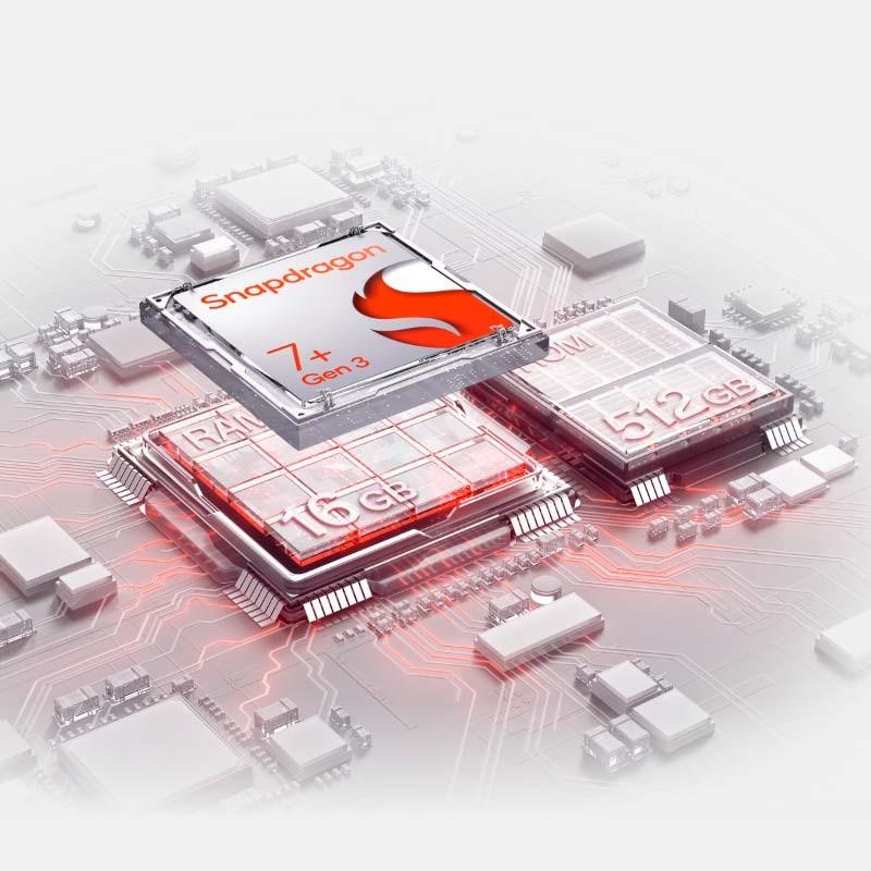 Oneplus Nord 4 5G 16GB/512GB Verde Renovado Excelente con chip Snapdragon 7+ Gen 3 destacado y módulos de 16 GB RAM y 512 GB iluminados en rojo