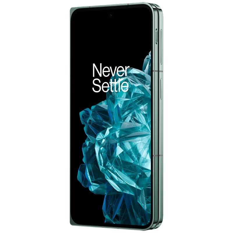 Vue de face du téléphone portable OnePlus Open 16 Go/512 Go Vert plié