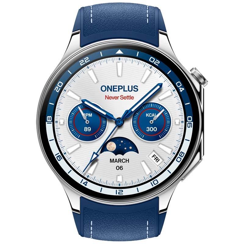 vue avant de la Oneplus Watch 2 Bleue