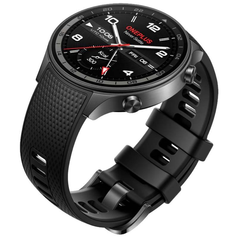 vista lateral del Reloj inteligente OnePlus Watch 2R gris