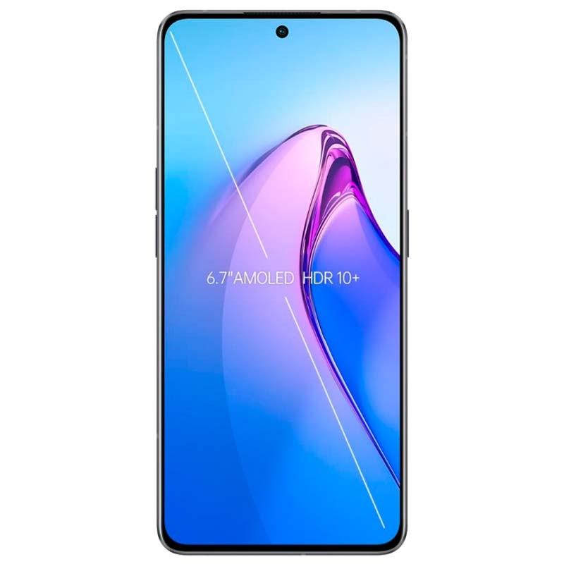 Oppo Reno8 Pro 5G 8GB/256GB Preto com tela AMOLED 6.7 pol HDR10+, furo central para câmera frontal e bordas finas, design elegante em preto