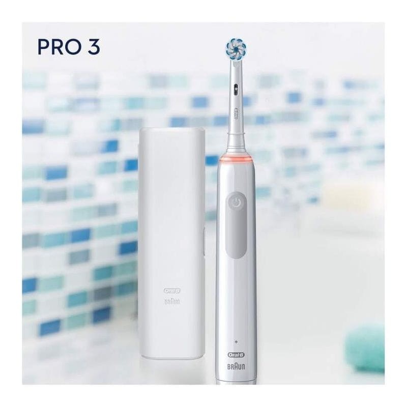 Oral-B PRO 3 3500 Cepillo de Dientes Blanco con Estuche Baño