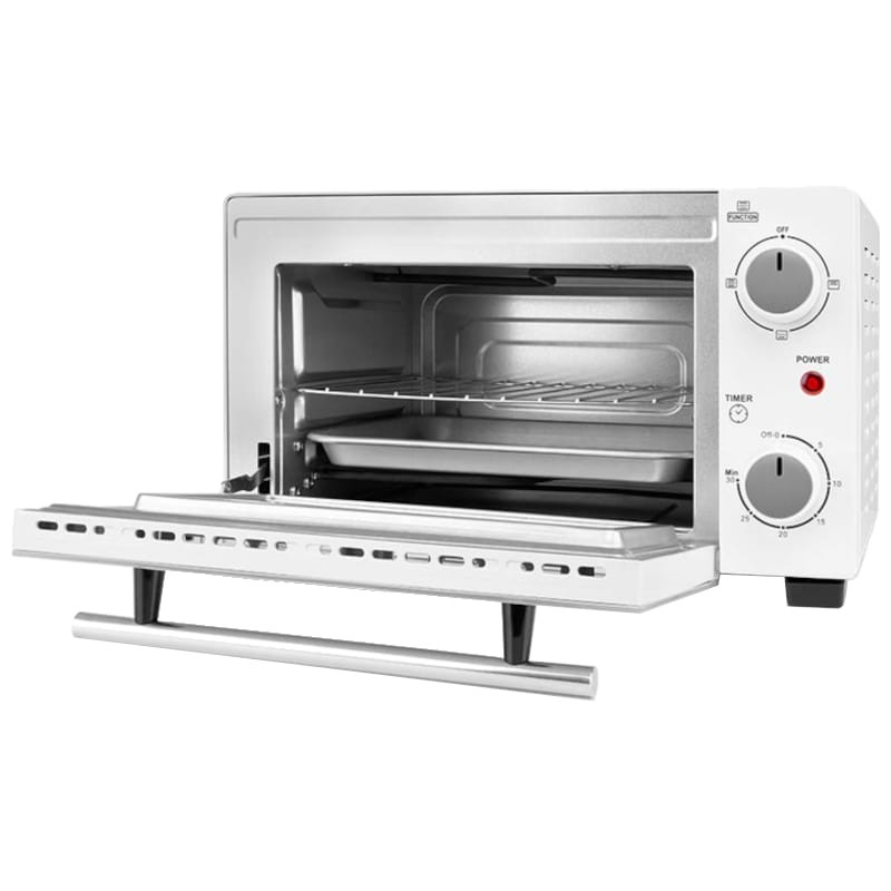 Orbegozo HO 975 10L 800W Branco - Torradeira elétrica Vista frontal porta aberta lateral direita