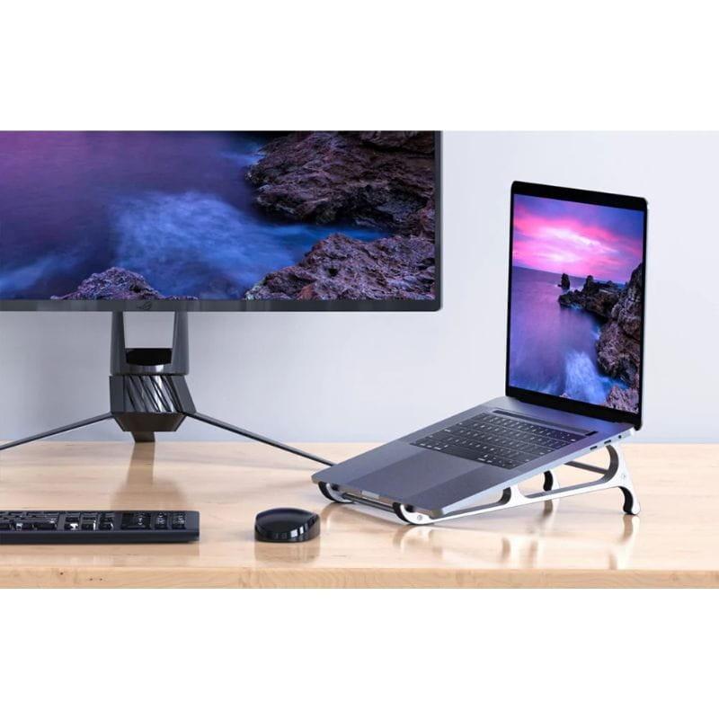 Orico MA15-GY-BP-IP Grey - Support pour ordinateur portable image réelle avec ordinateur et écran