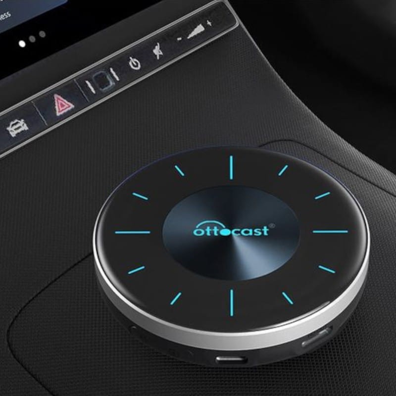 Para el coche Ottocast OttoAiBox P3 SIM 4G LTE Negro - Adaptador Inalámbrico Apple Carplay y Android Auto