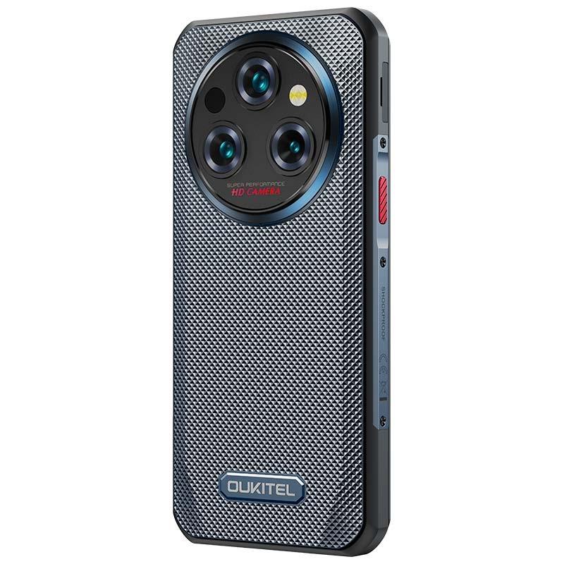 vista trasera y lateral izquierdo del Teléfono móvil Oukitel WP35 8GB/256GB Gris