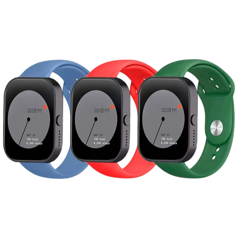 Pack x3 Pulseira Silicone Elgance para CMF by Nothing Watch Pro 22mm Azul Escuro, Vermelho e Verde