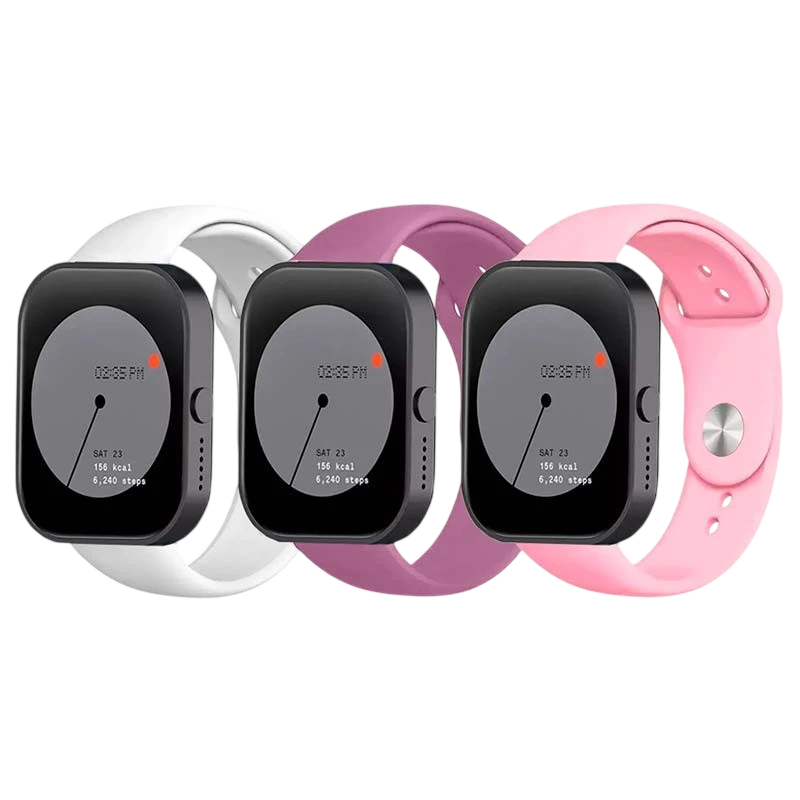 Pack x3 Pulseira Silicone Elgance para CMF by Nothing Watch Pro 22mm Branco, Roxo e Rosa