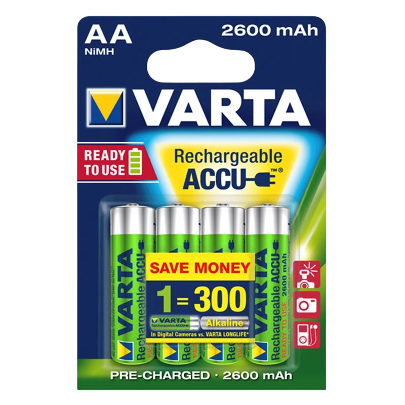 Pack 4x Pilas Recargables Varta AA ACCU Power 2600 mAh NiMH