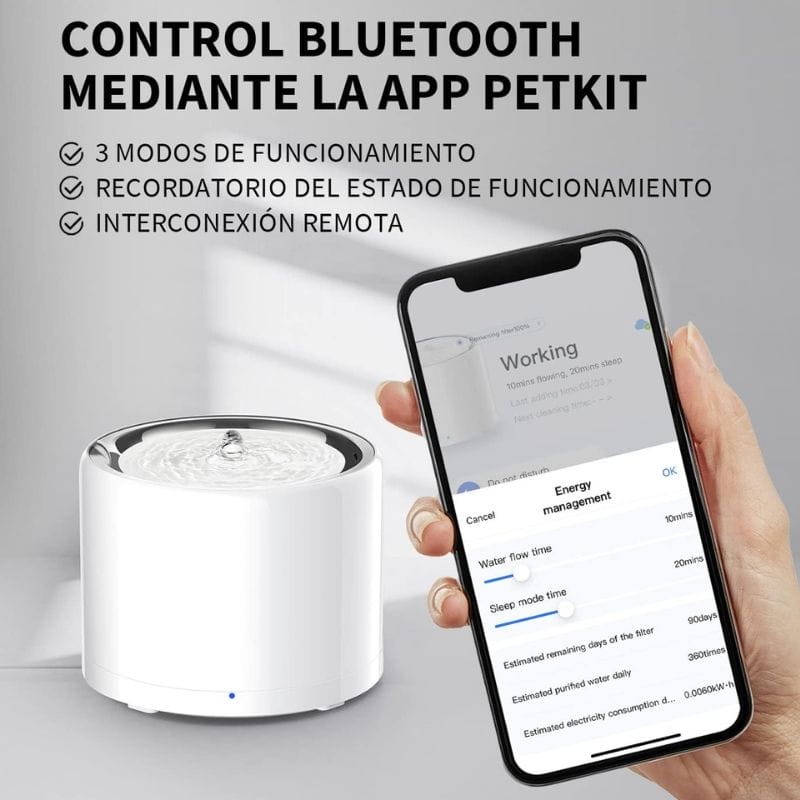 Petkit Eversweet 3 Pro UVC Smart Pet Silent Pump White - Controlo da aplicação do bebedouro para animais de estimação