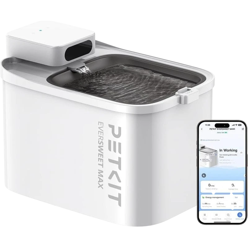 Fuente de Agua Inteligente Para Mascotas 3L - PETKIT Eversweet MAX  - Portable con Batería - Sensor de Movimiento - Control por APP