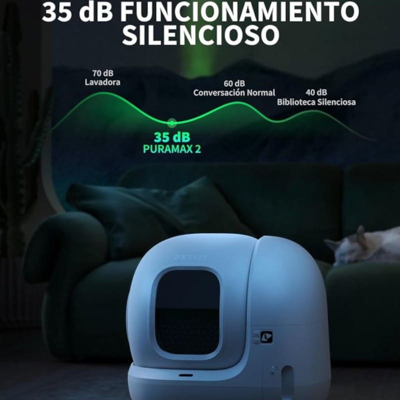 Luz de Arenero Automático PETKIT Pura Max 2 - Con tecnología xSecure e incluye kit de eliminación de olores - Control APP - Capacidad extragrande