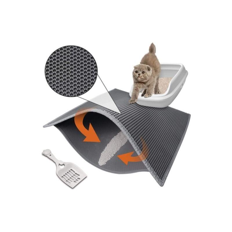 Vue multiple des fonctions du Tapis Petwant pour litières Gris