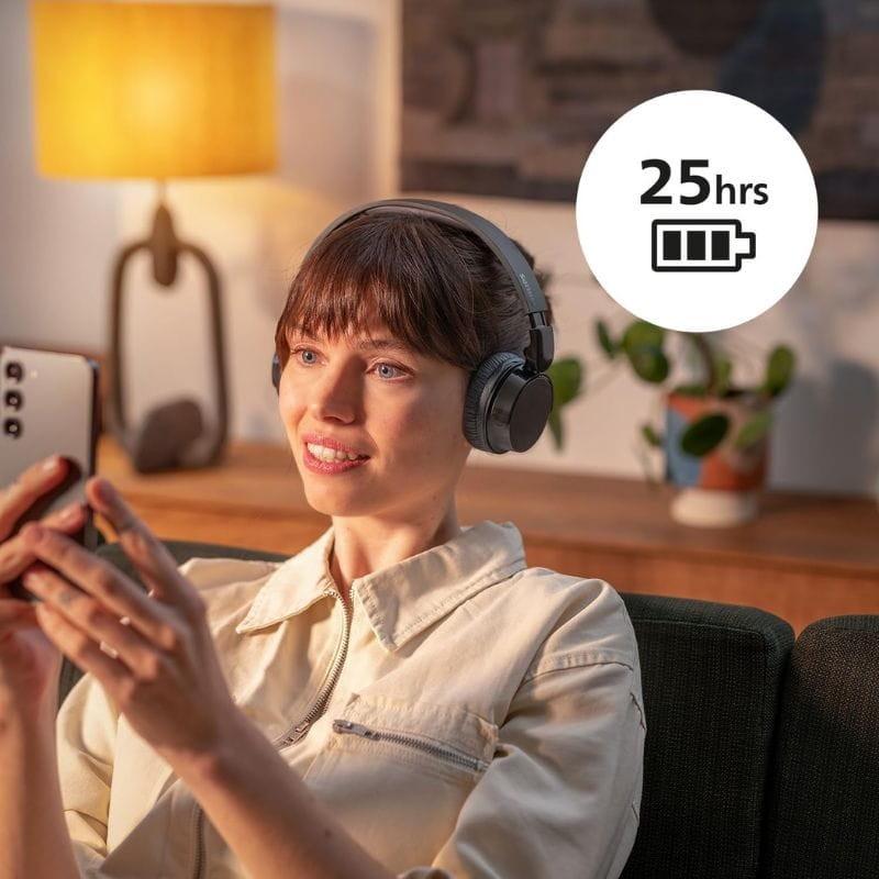 PHILIPS TAH3209BK On-Ear Bluetooth Negro - Auriculares inalámbricos hasta 25 horas de batería