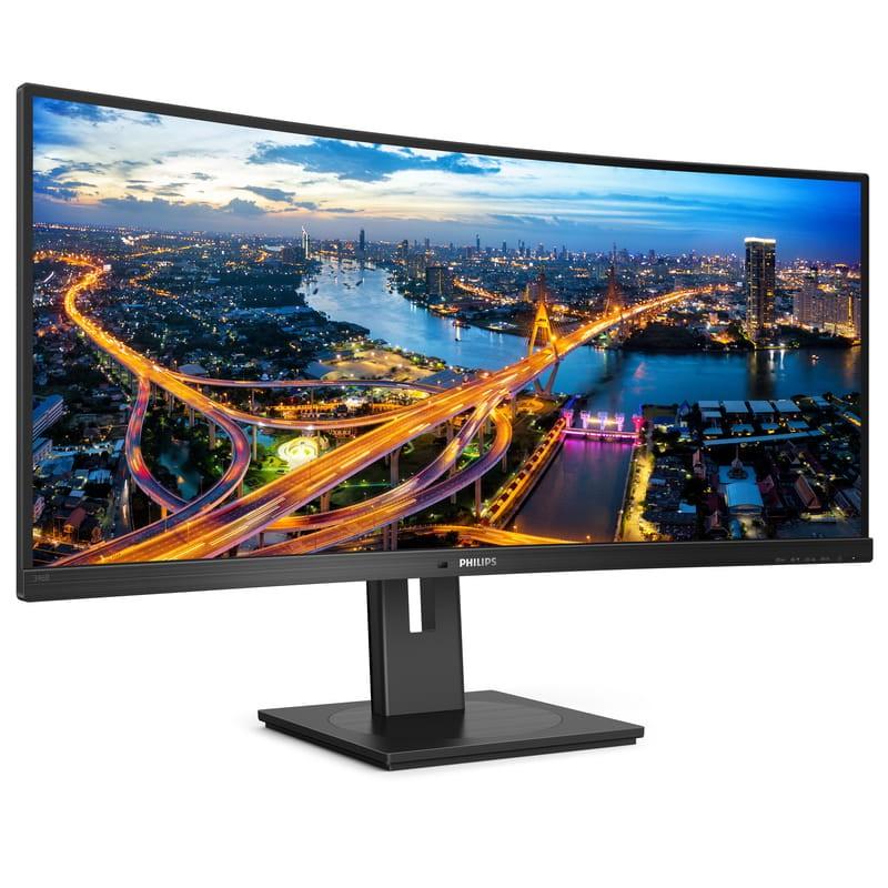 Philips 346B1C 34 Curvo WLED QHD Panel VA Negro Monitor Ultrawide vista frontal lado derecho