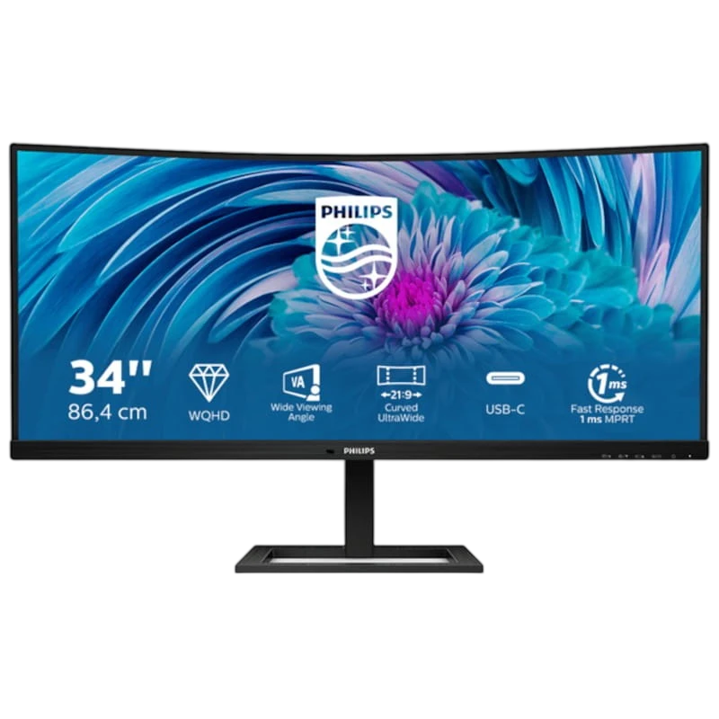 Philips E Line 346E2CUAE/00 34 Quad HD VA 100Hz UltraWide Curvo FreeSync Premium Negro - Monitor PC