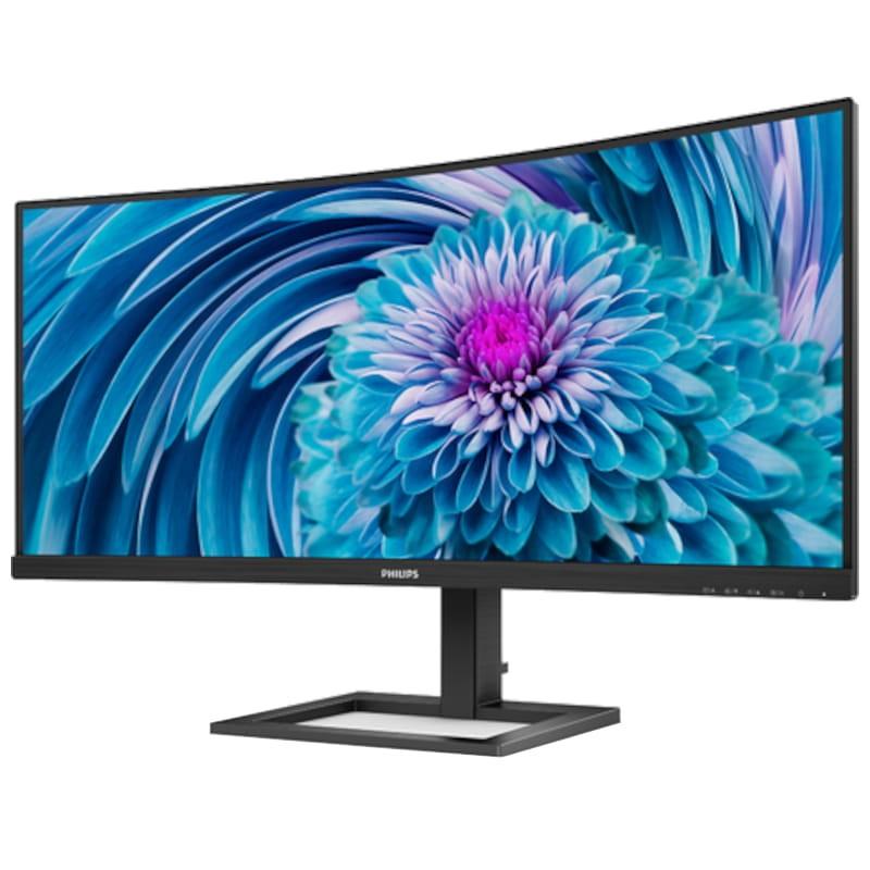 Philips E Line 346E2CUAE/00 34 Quad HD VA 100Hz UltraWide Curvo FreeSync Premium Negro - Monitor PC Vista frontal lado izquierdo