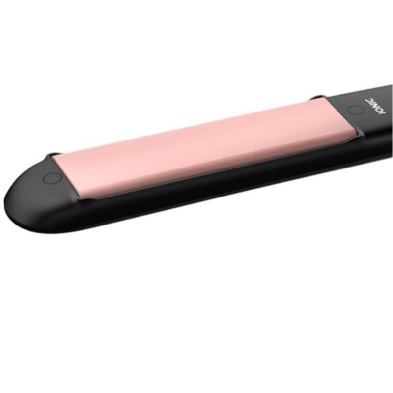 Détail des plaques en céramique avec kératine du Lisseur à cheveux Philips Essential StraightCare BHS378/00 Noir/Rose