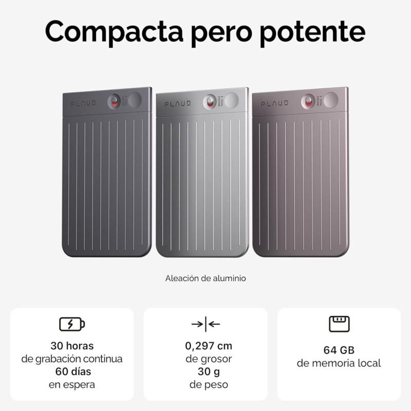 Autres couleurs disponibles pour l'enregistreur vocal Plaud Note IA Argent