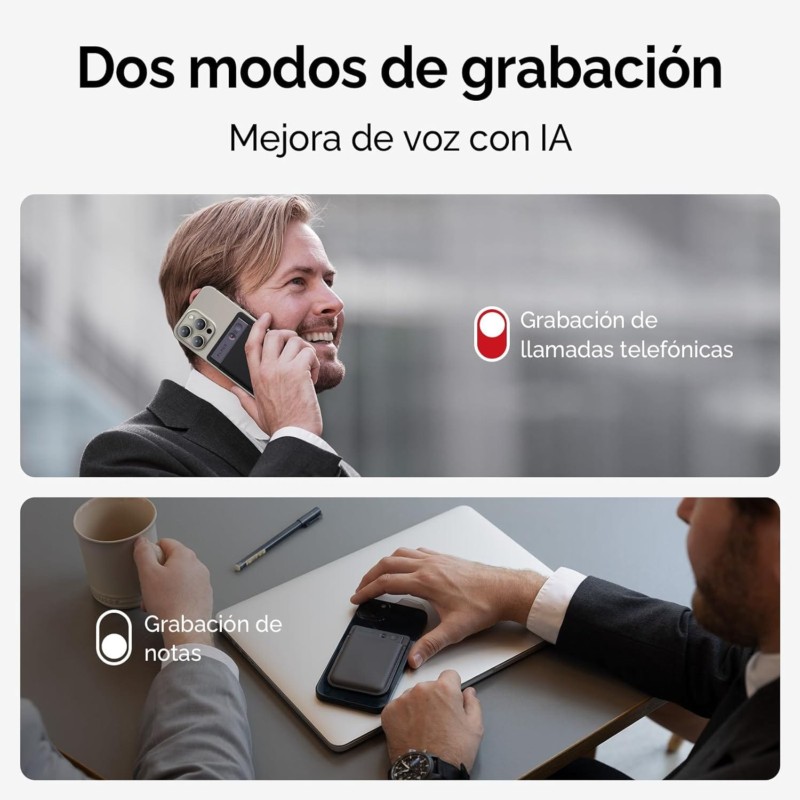 Enregistreur vocal Plaud Note AI Argent avec 2 modes d'enregistrement