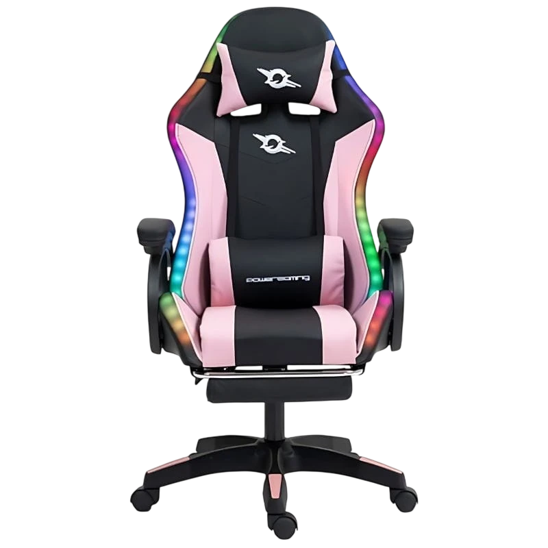 PowerGaming LED RGB Silla Reposapiés Negro+Rosa