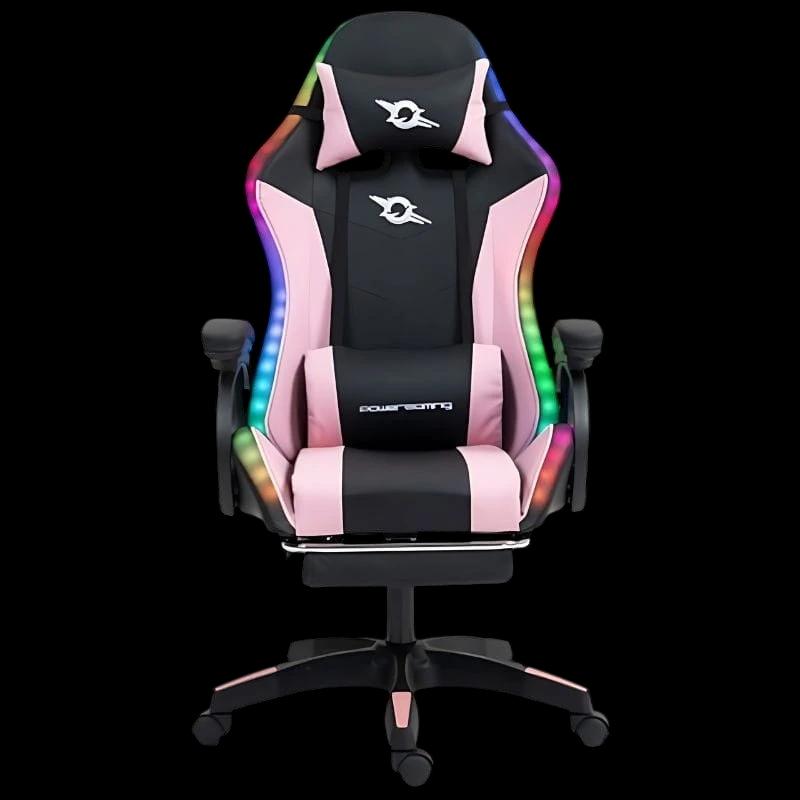 PowerGaming LED RGB Silla Reposapiés Negro+Rosa