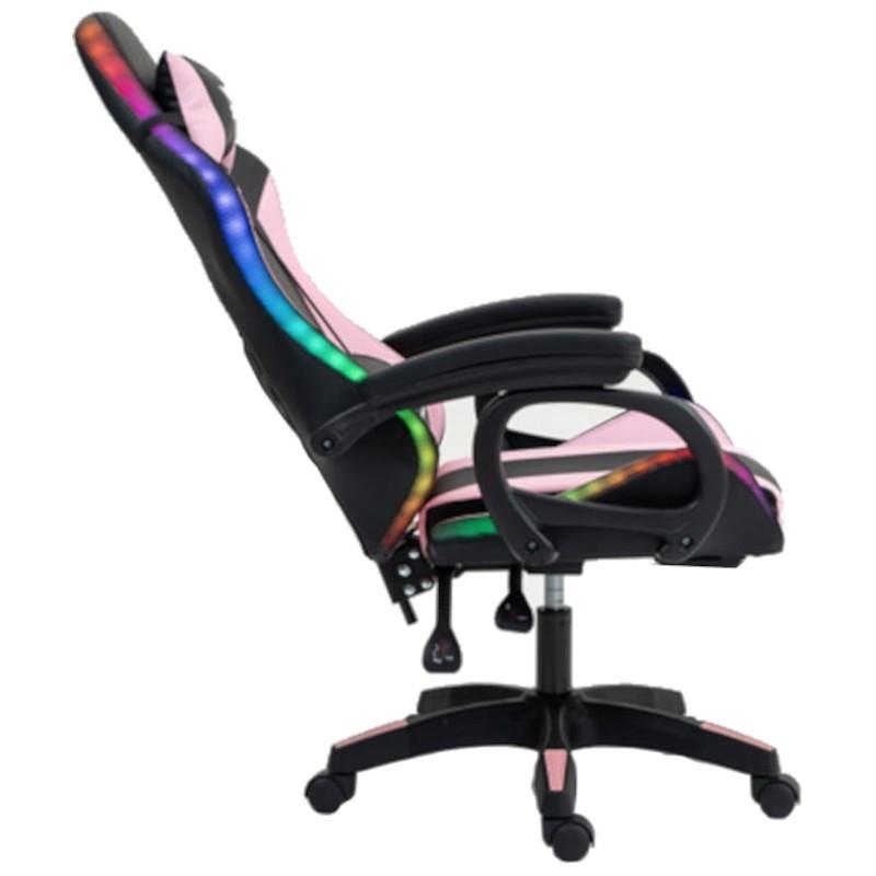 Chaise PowerGaming LED RGB Noir+Rose Dossier vue côté droit