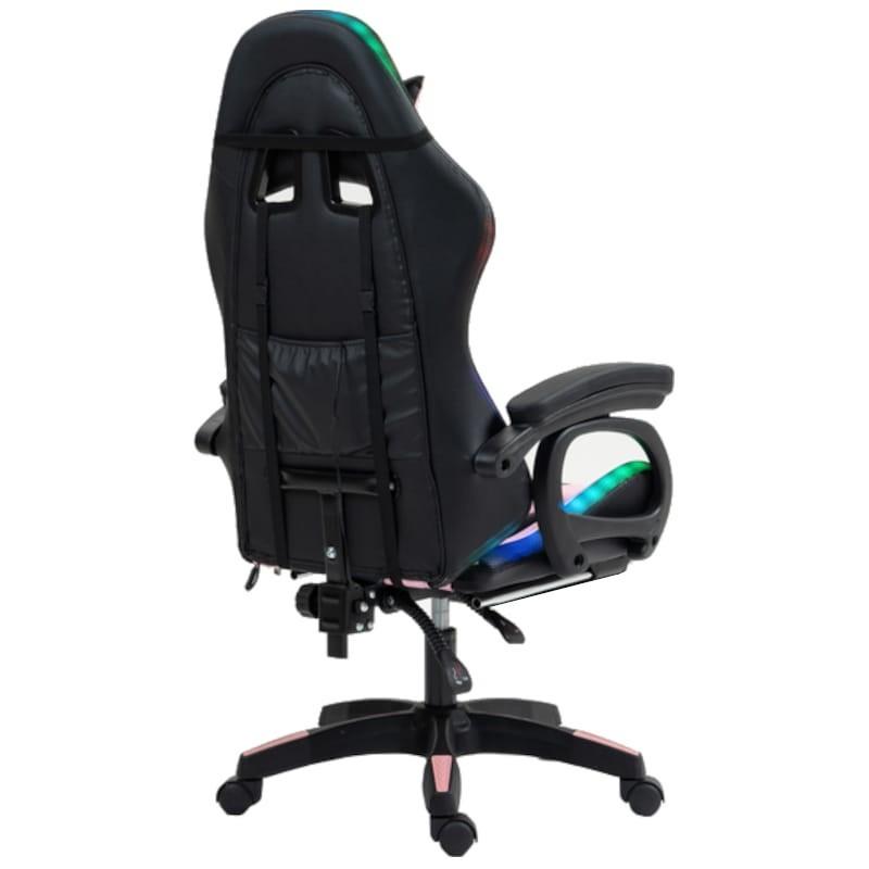 Chaise PowerGaming LED RGB noir + rose vue arrière côté droit