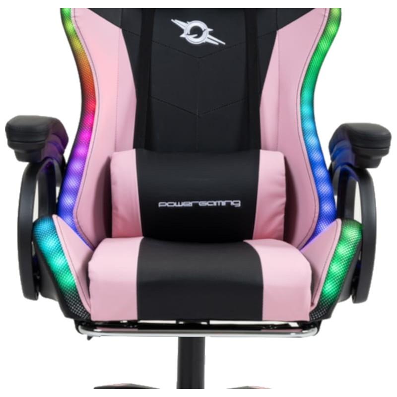 Chaise PowerGaming LED RGB Noir+Rose Détail assise